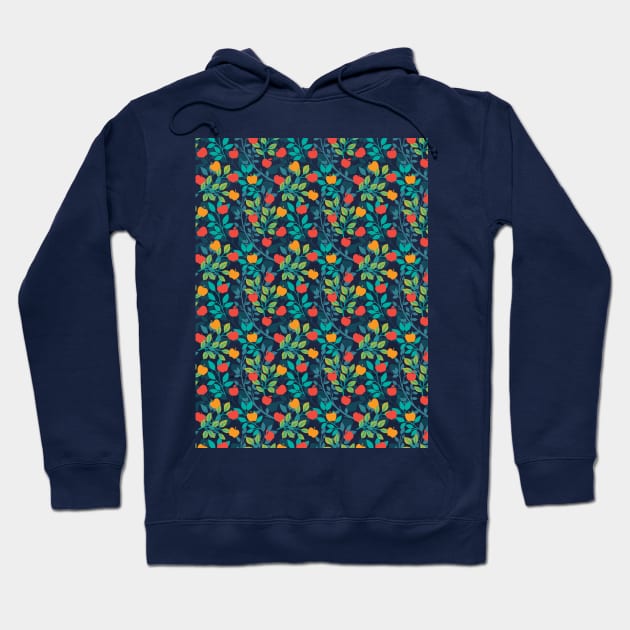 Spring Red and Green Colors Apple Fruit Pattern Hoodie by FlinArt